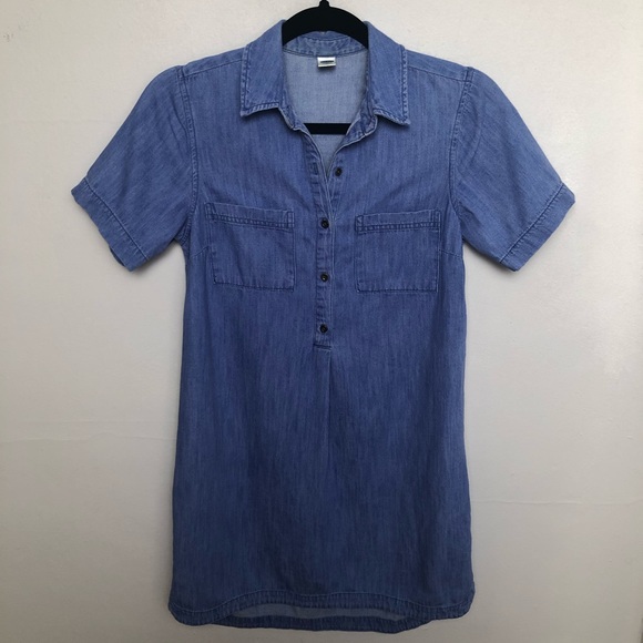 Old Navy Dresses & Skirts - Old Navy Denim Jean Popover Shirt Dress High Low